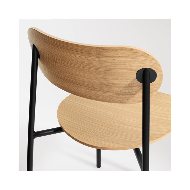 White Oak and Black Metal Modern Dining Chair