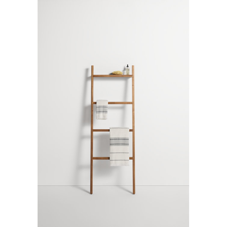 Acacia Wood Wall-Mounted Storage Ladder