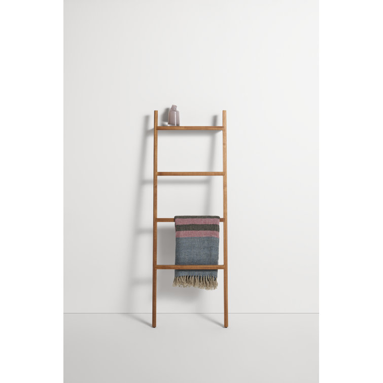 Acacia Wood Wall-Mounted Storage Ladder