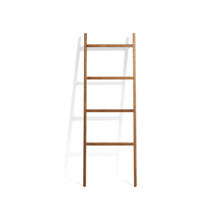 Acacia Wood Wall-Mounted Storage Ladder