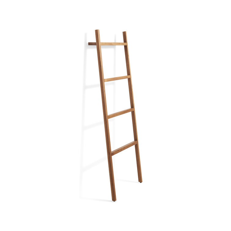 Acacia Wood Wall-Mounted Storage Ladder