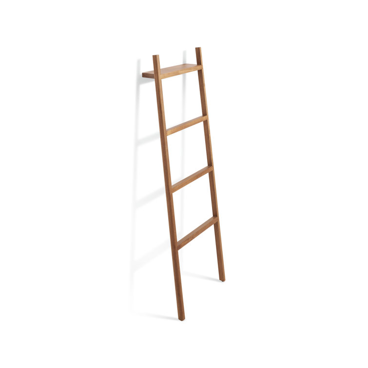 Acacia Wood Wall-Mounted Storage Ladder