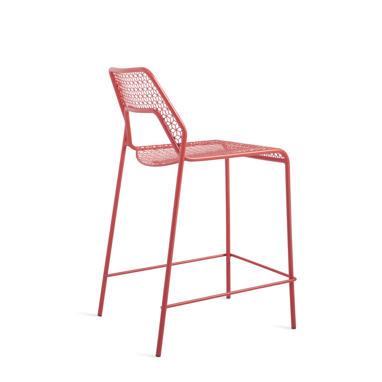 Green Metal Stackable Counter Stool with Mesh Design