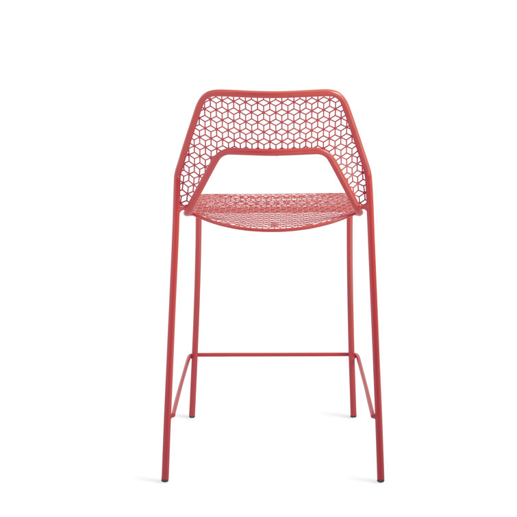 Green Metal Stackable Counter Stool with Mesh Design