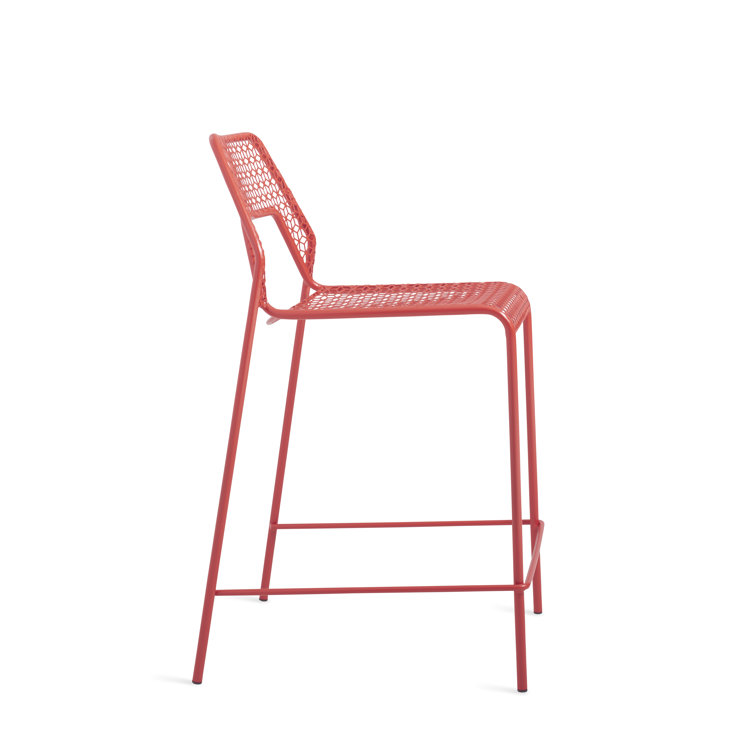 Green Metal Stackable Counter Stool with Mesh Design