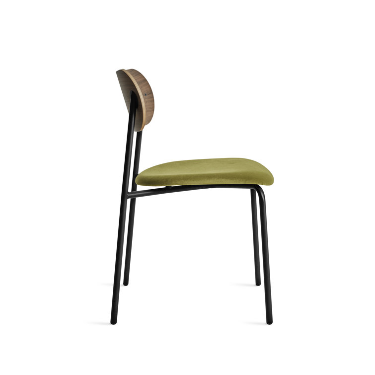 Walnut and Loden Green Velvet Upholstered Dining Chair
