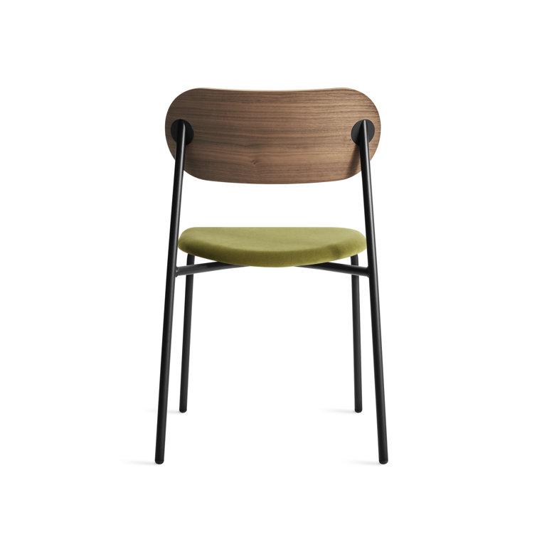 Walnut and Loden Green Velvet Upholstered Dining Chair