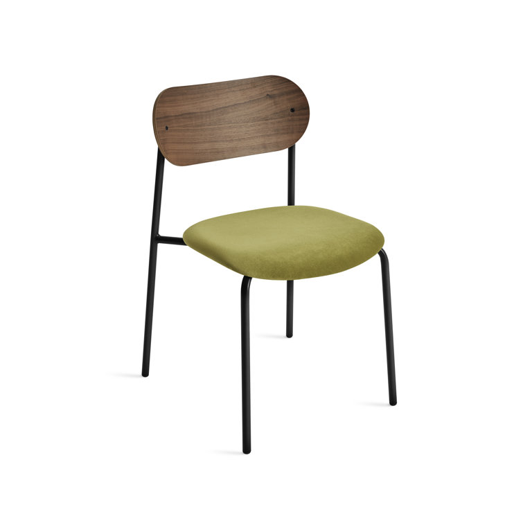 Walnut and Loden Green Velvet Upholstered Dining Chair