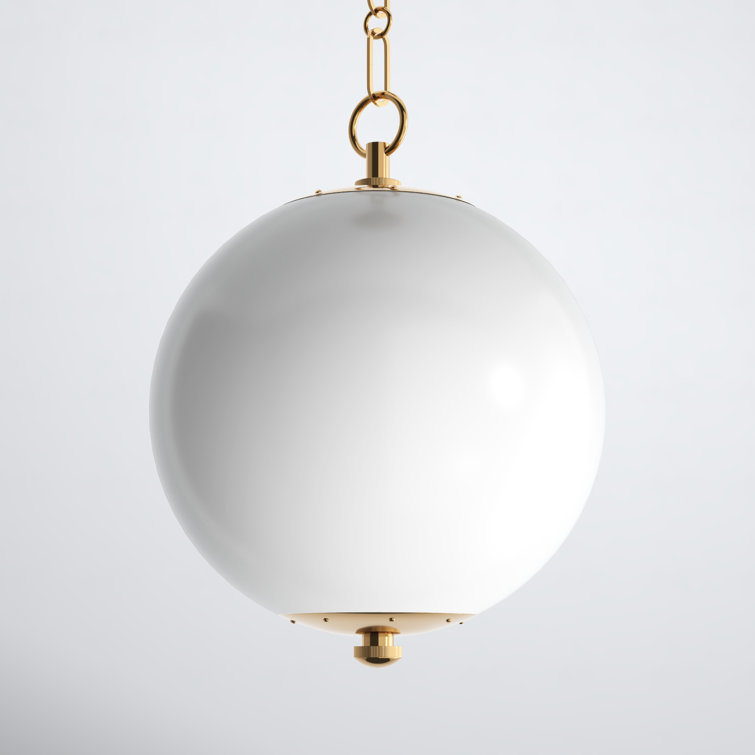 Aged Brass Opal Glass Globe Pendant Light - Indoor/Outdoor