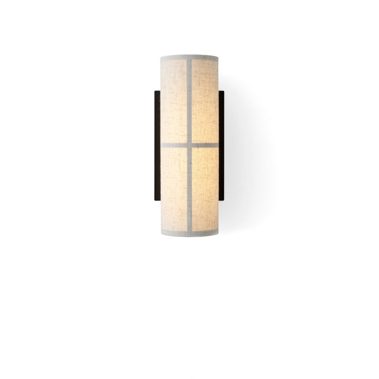 Raw Linen and Black Cylindrical Wall Sconce