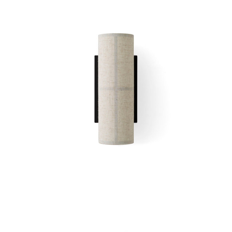 Raw Linen and Black Cylindrical Wall Sconce