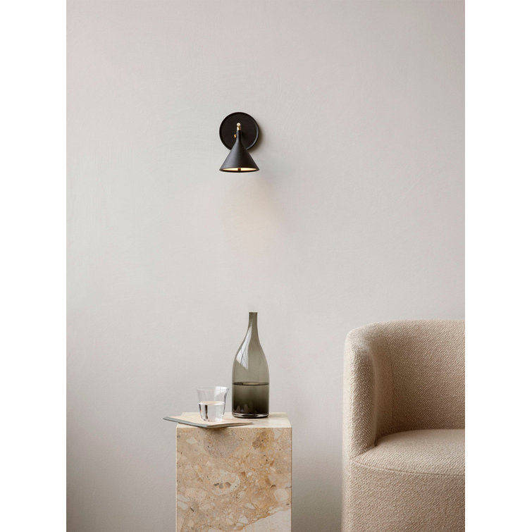 Black and Brass Dimmable Wall Sconce with Diffuser