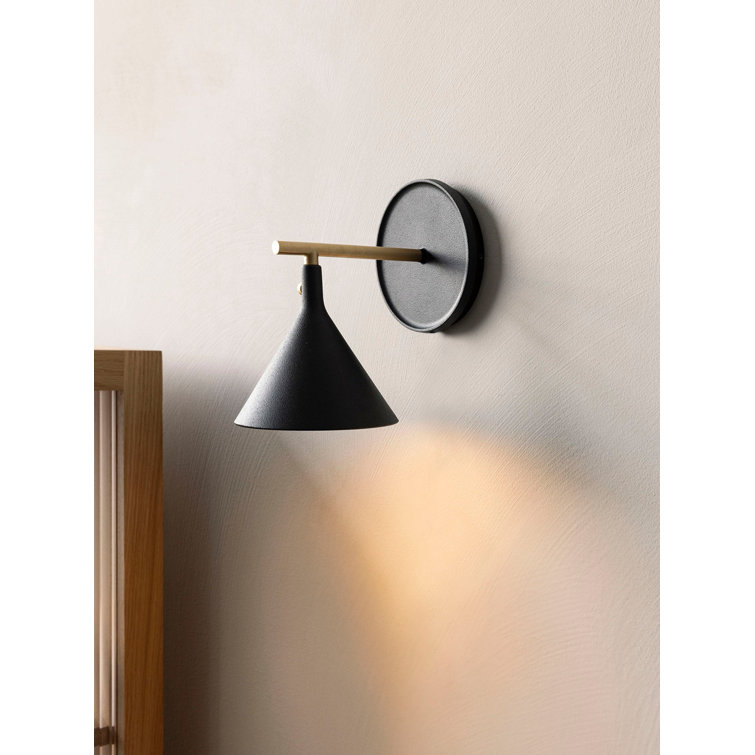 Black and Brass Dimmable Wall Sconce with Diffuser