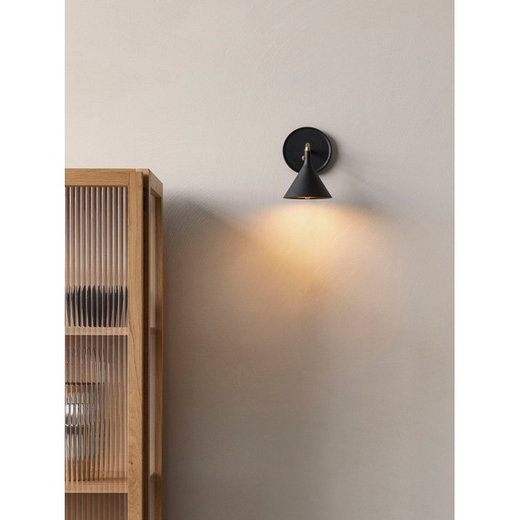 Black and Brass Dimmable Wall Sconce with Diffuser