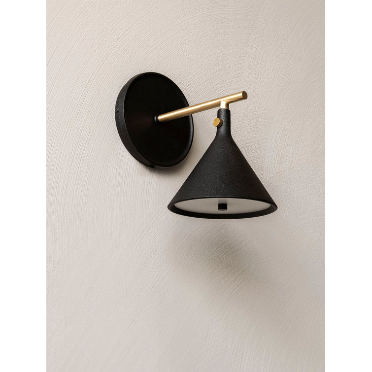 Black and Brass Dimmable Wall Sconce with Diffuser