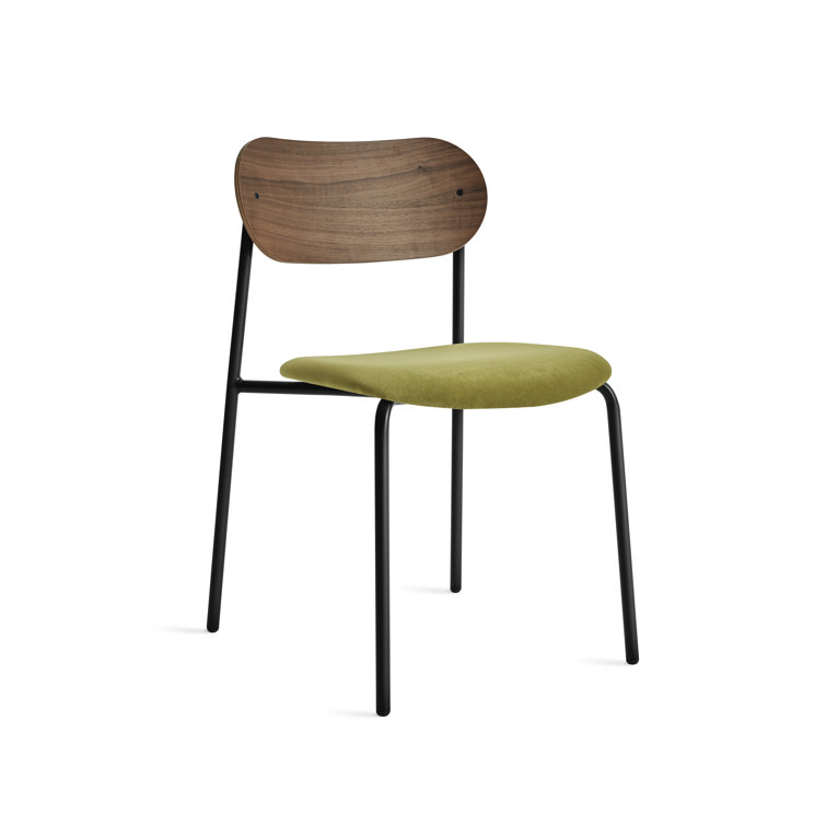Walnut and Loden Green Velvet Upholstered Dining Chair