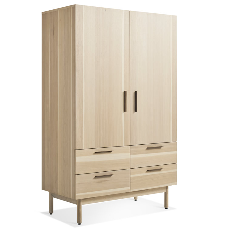 Hickory Solid Wood Bar Cabinet with Leather Pulls