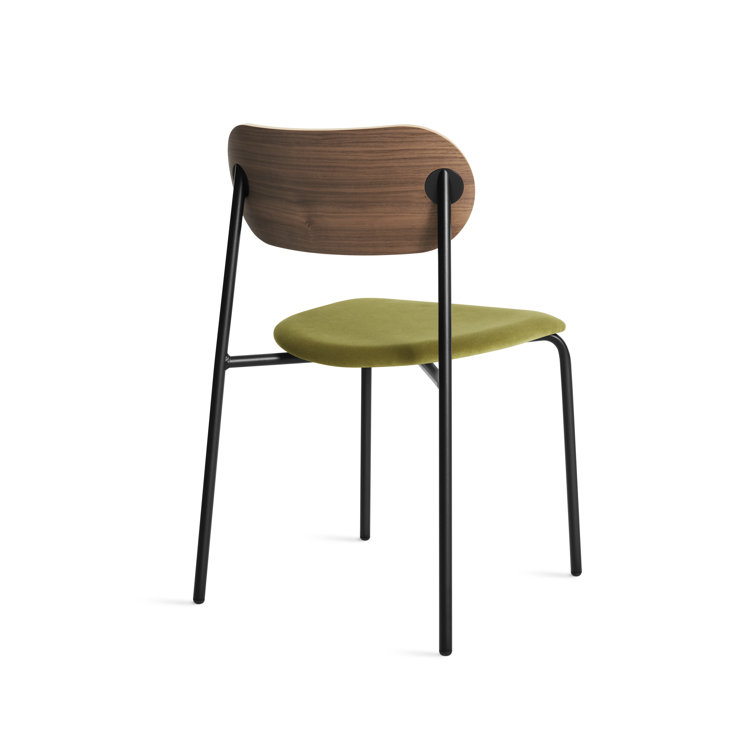 Walnut and Loden Green Velvet Upholstered Dining Chair