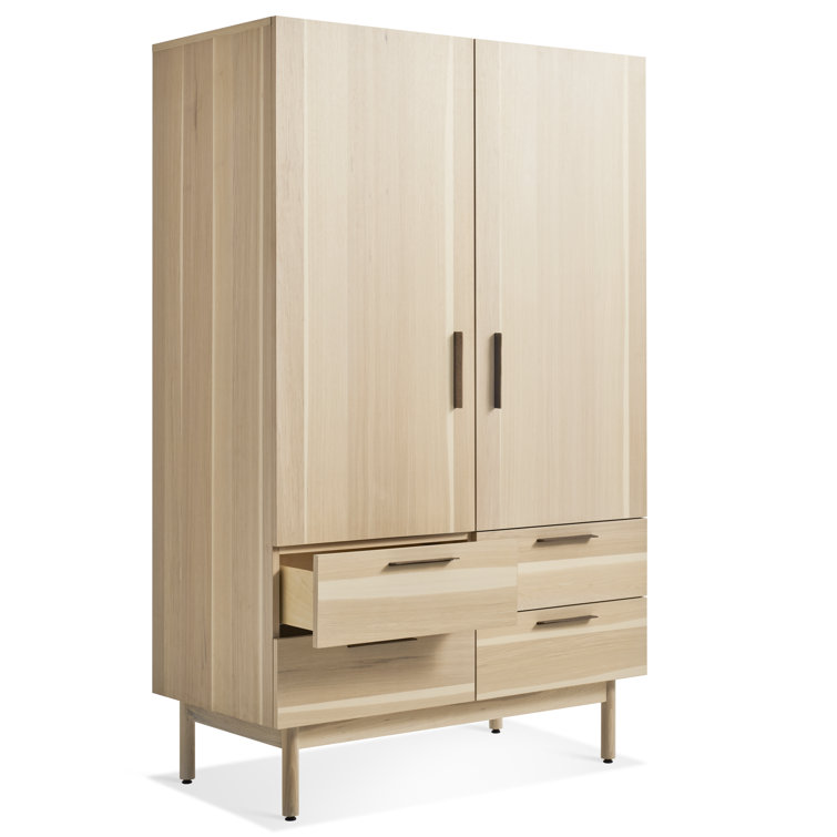Hickory Solid Wood Bar Cabinet with Leather Pulls