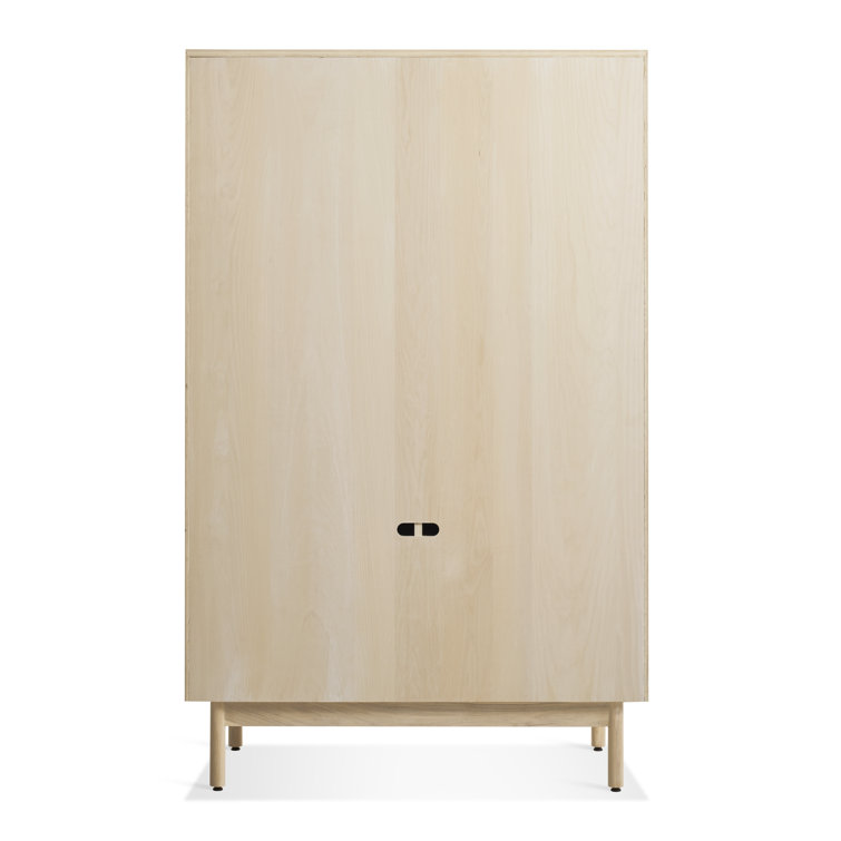 Hickory Solid Wood Bar Cabinet with Leather Pulls