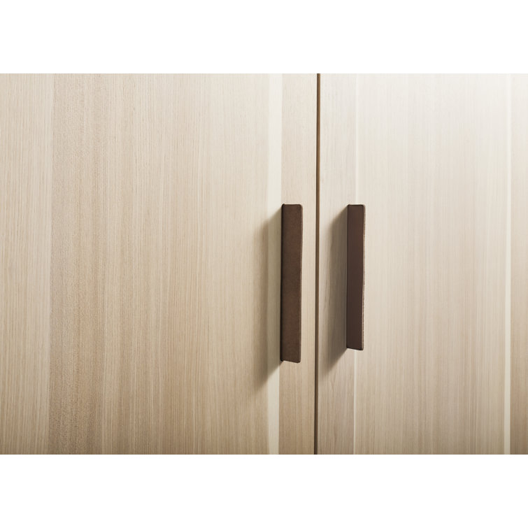 Hickory Solid Wood Bar Cabinet with Leather Pulls