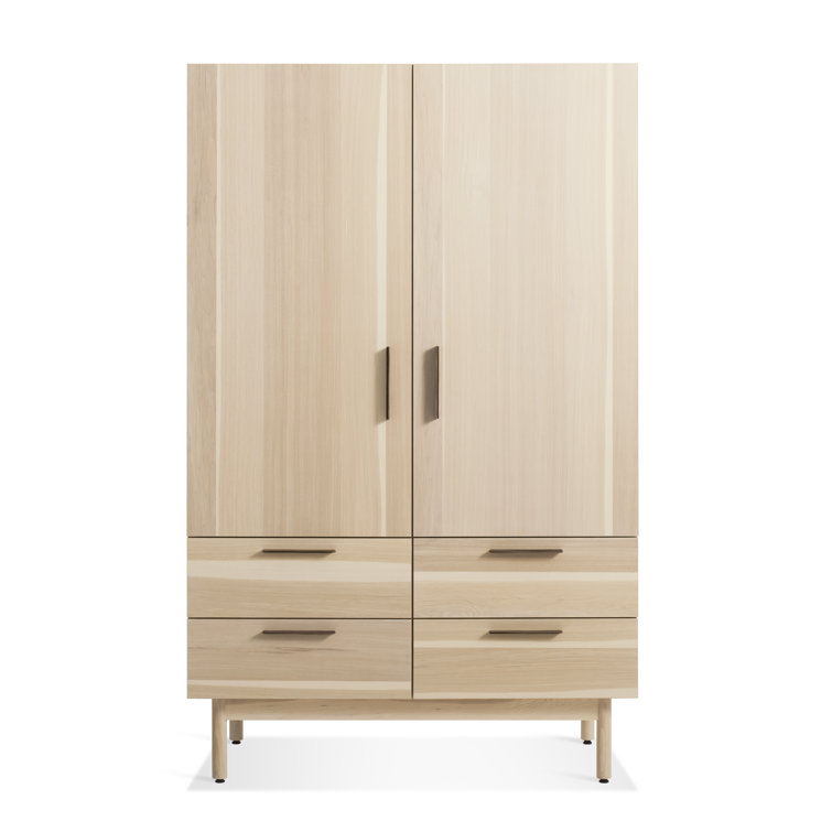 Hickory Solid Wood Bar Cabinet with Leather Pulls