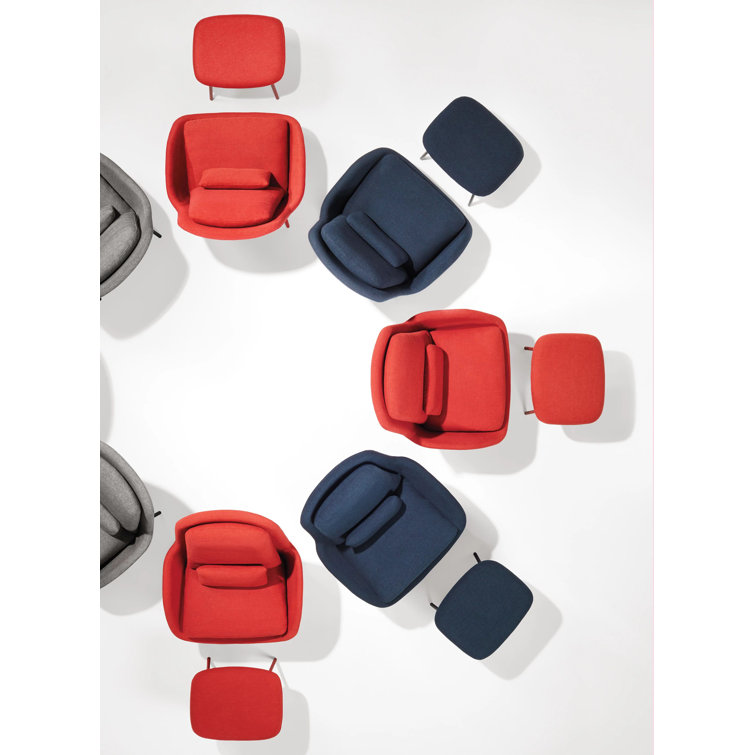 Craig Red Textured Basketweave Lounge Chair with Steel Base