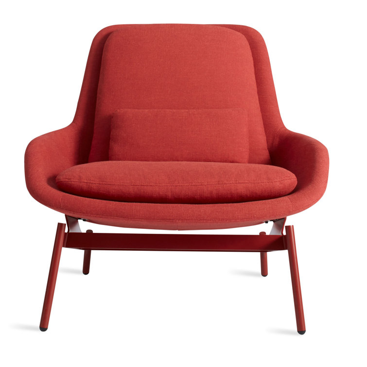 Craig Red Textured Basketweave Lounge Chair with Steel Base
