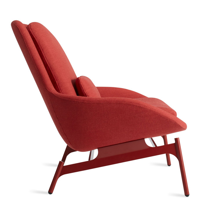 Craig Red Textured Basketweave Lounge Chair with Steel Base
