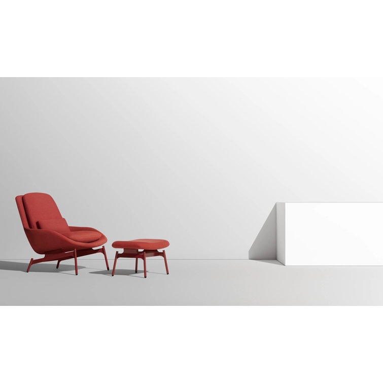 Craig Red Textured Basketweave Lounge Chair with Steel Base