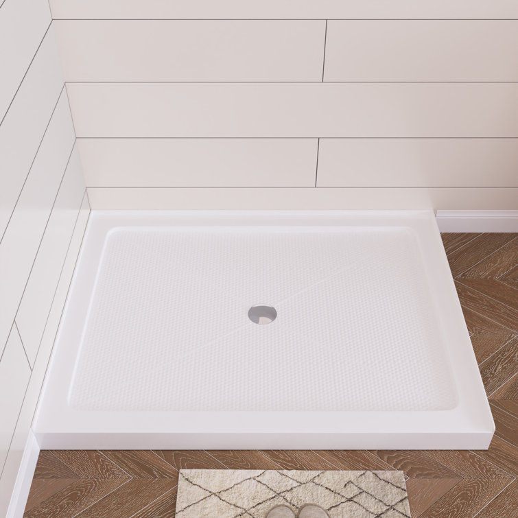 White Acrylic 48" Shower Base with Non-Slip Design