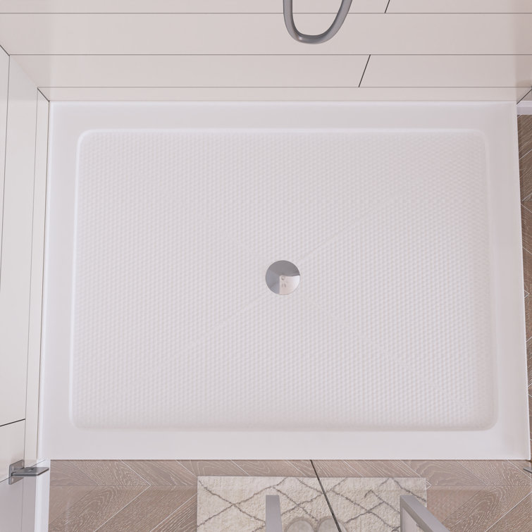 White Acrylic 48" Shower Base with Non-Slip Design