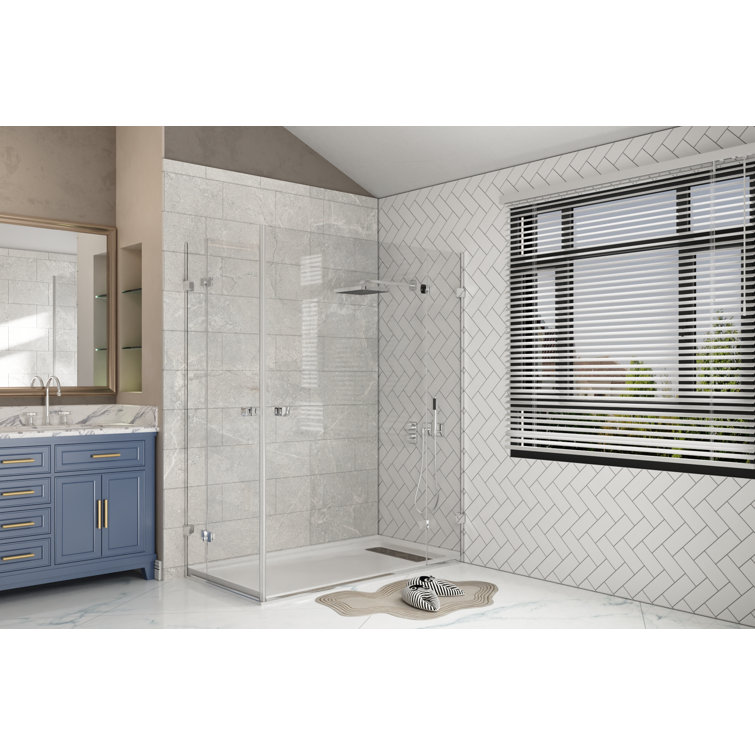 60" x 32" White Acrylic Shower Base with Stainless Steel Drain Cover