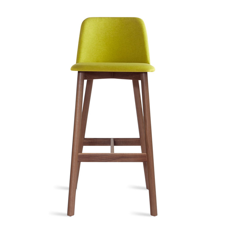 Pewter and Walnut Adjustable Bar Stool with Low Back