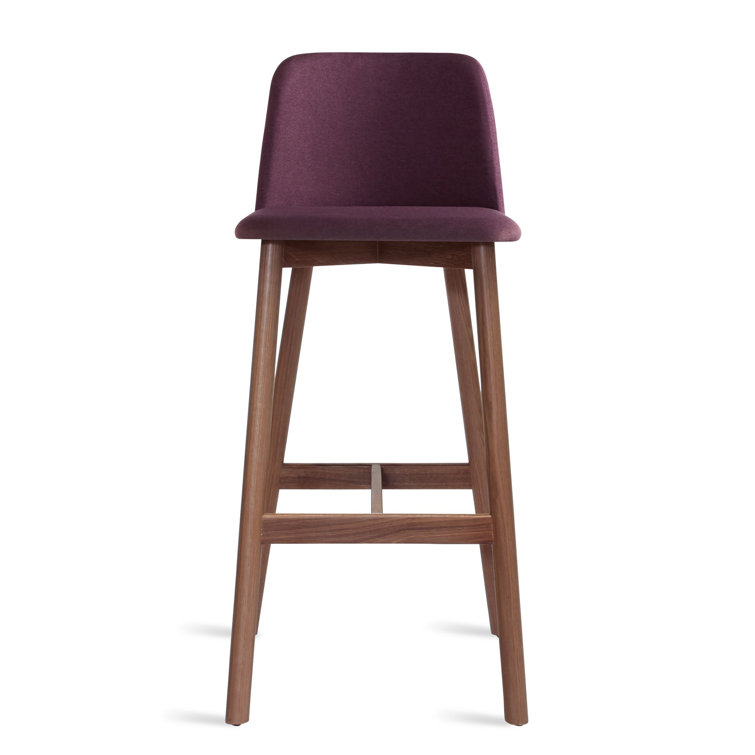 Pewter and Walnut Adjustable Bar Stool with Low Back