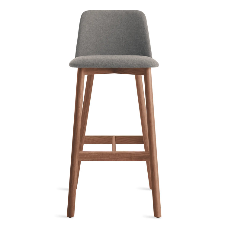 Pewter and Walnut Adjustable Bar Stool with Low Back