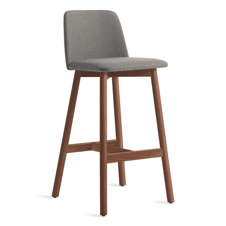 Pewter and Walnut Adjustable Bar Stool with Low Back