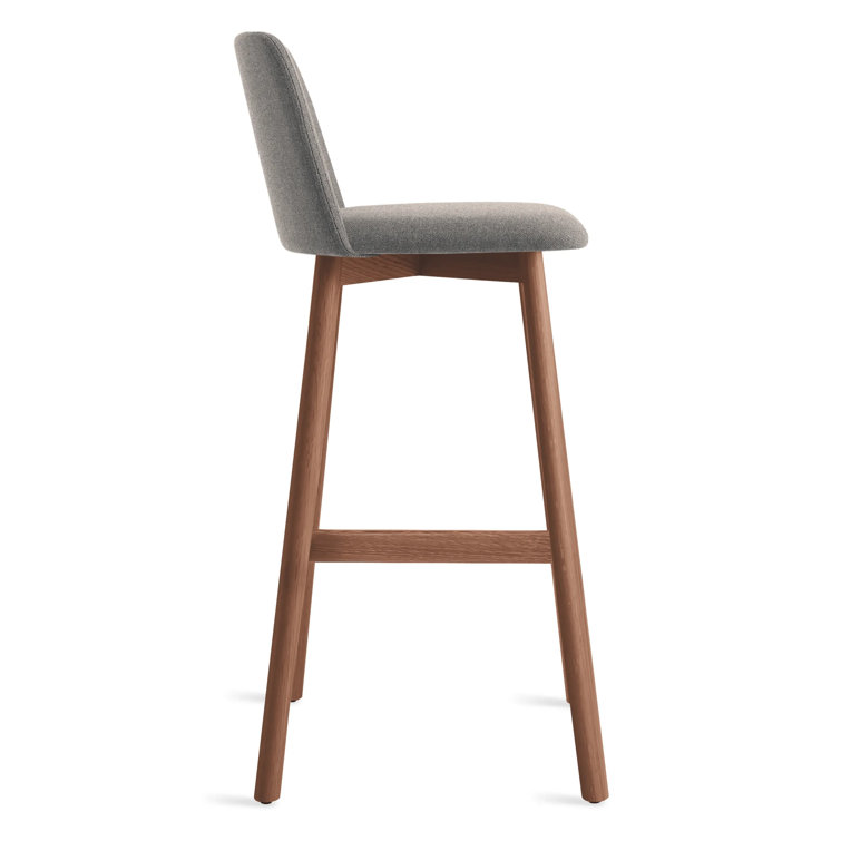 Pewter and Walnut Adjustable Bar Stool with Low Back