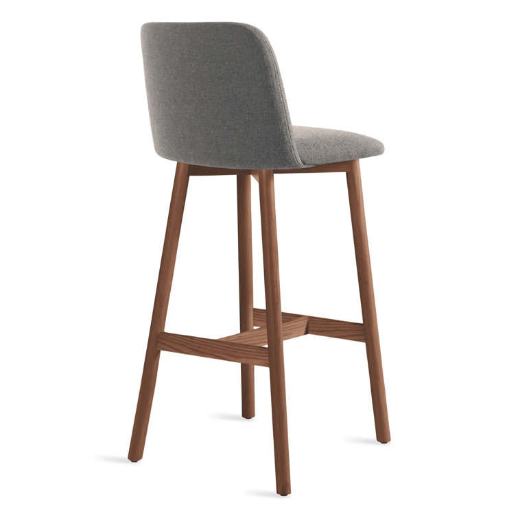 Pewter and Walnut Adjustable Bar Stool with Low Back