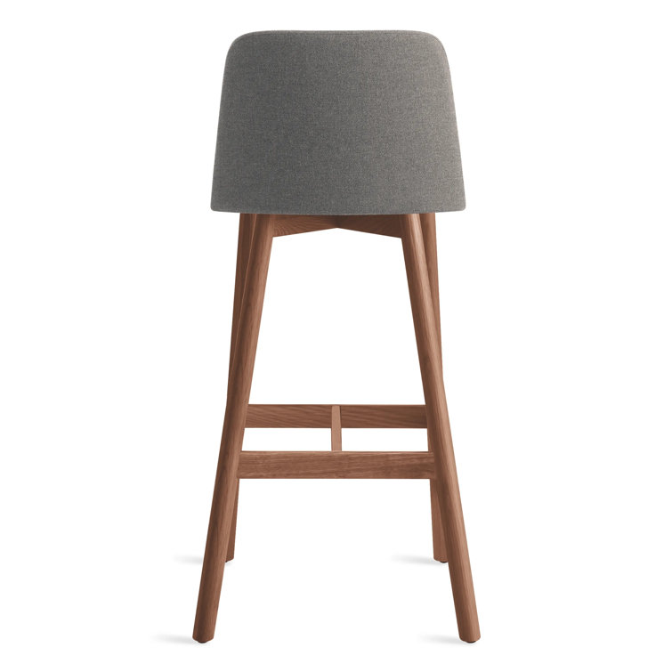Pewter and Walnut Adjustable Bar Stool with Low Back