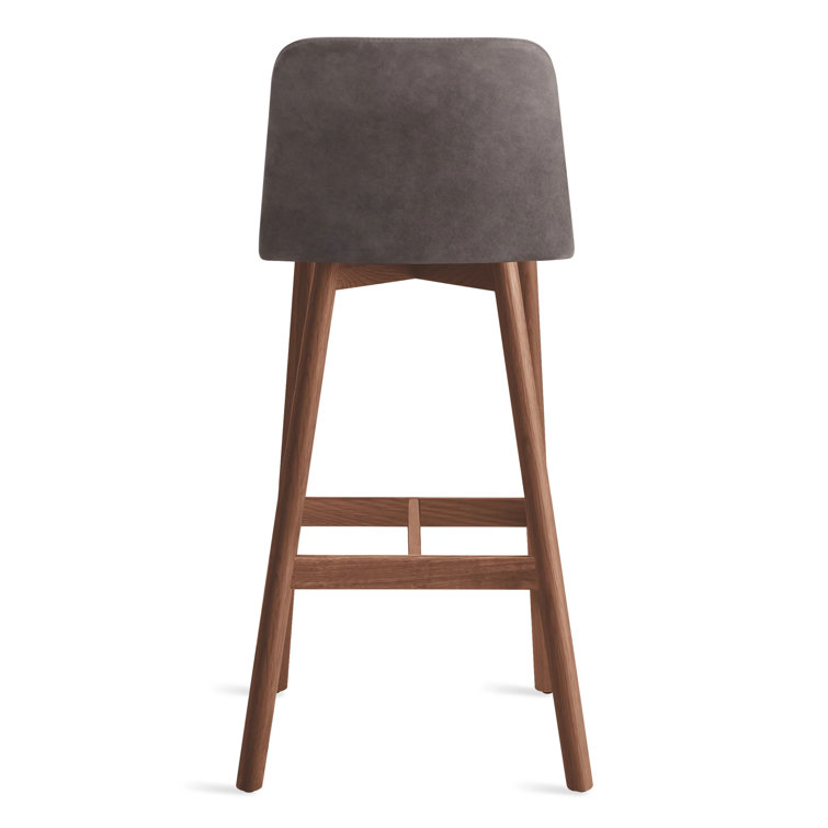 Pewter and Walnut Adjustable Bar Stool with Low Back