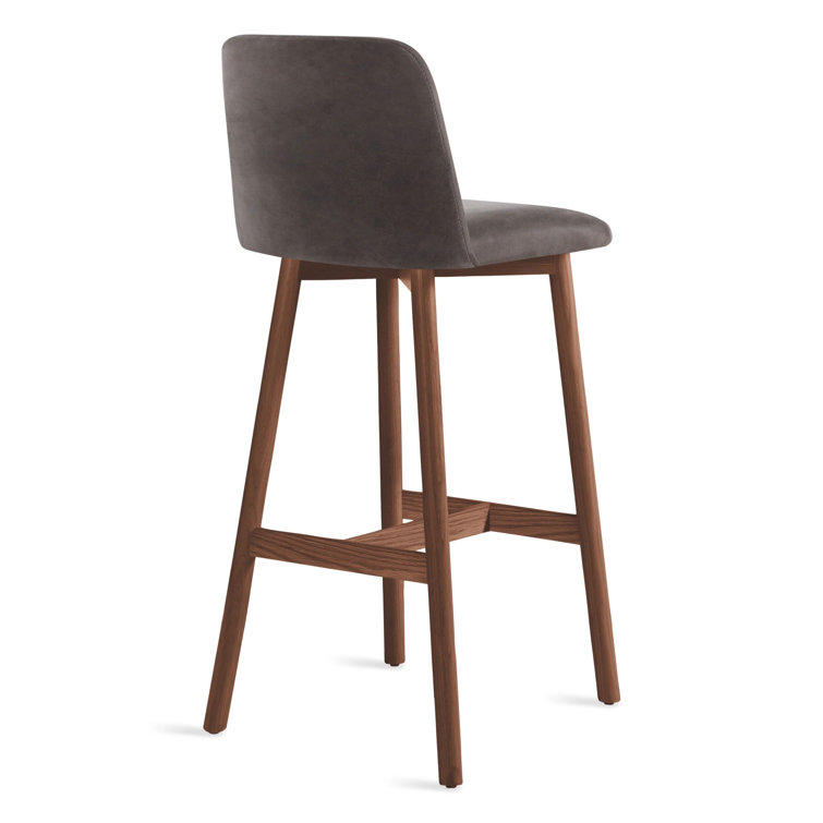 Pewter and Walnut Adjustable Bar Stool with Low Back
