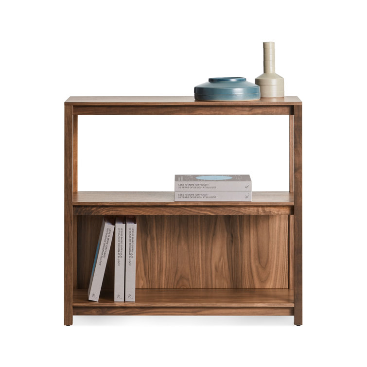 Walnut Adjustable Small Open Plan Low Bookcase