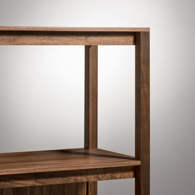 Walnut Adjustable Small Open Plan Low Bookcase