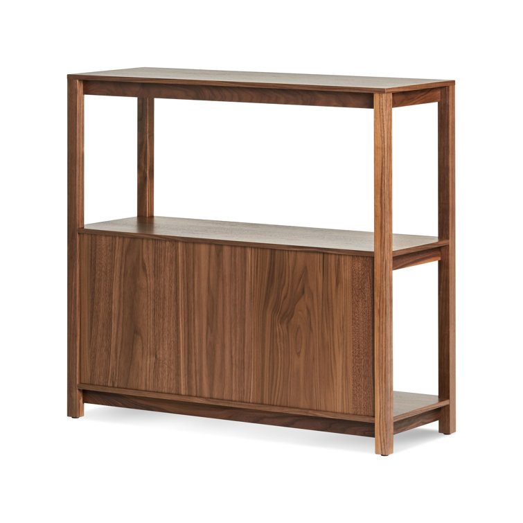 Walnut Adjustable Small Open Plan Low Bookcase