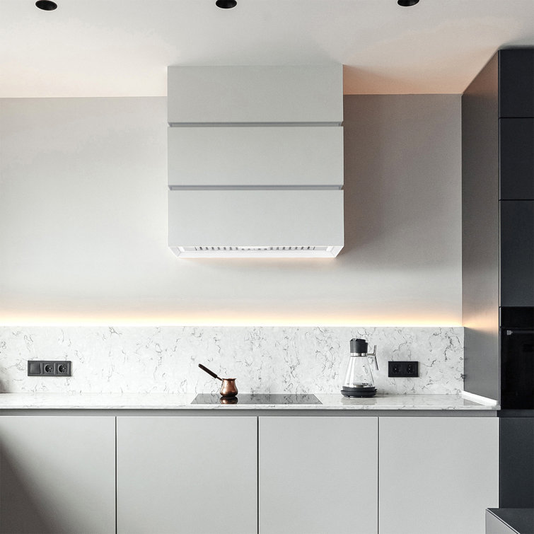 White Stainless Steel Wall Mount Range Hood with 3 Stacks
