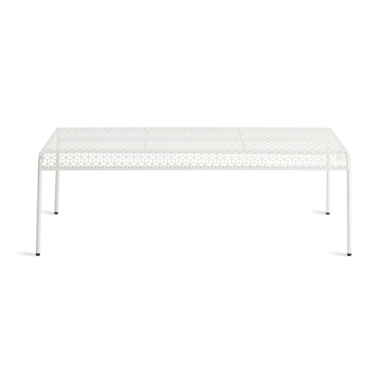 Off-White Perforated Steel Indoor/Outdoor Bench