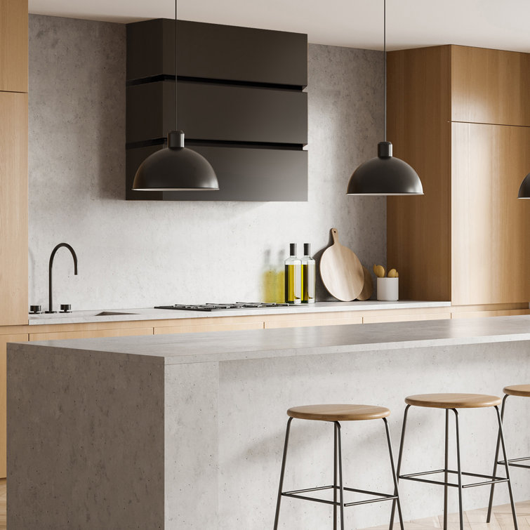 Jet Black Stainless Steel Wall Mounted Range Hood with Charcoal Filter
