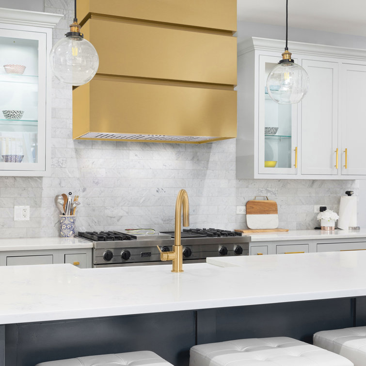 Matte Gold 36" Wall Mount Range Hood with Charcoal Filter
