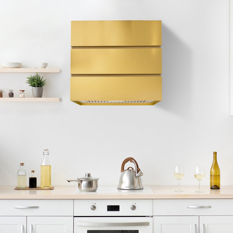 Matte Gold 36" Wall Mount Range Hood with Charcoal Filter